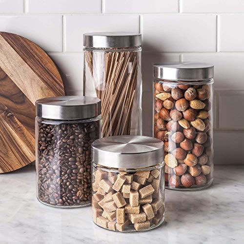 4pc Canister Sets for Kitchen Counter or Bathroom + Labels & Marker