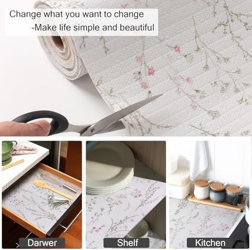 Floral Drawer and Shelf Liner for Cabinets Non-Adhesive