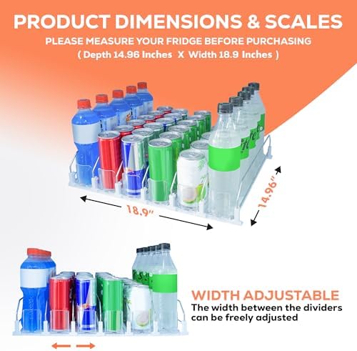 Drink Organizer for Fridge. Ultra Space Saving Soda Can Organizer with