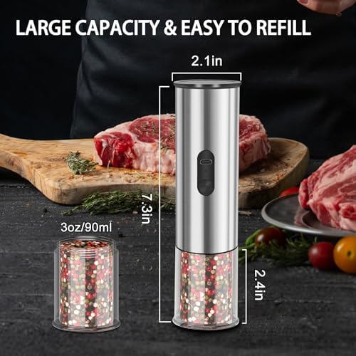 Enutogo Electric Salt & Pepper Grinder Set, Stainless Steel