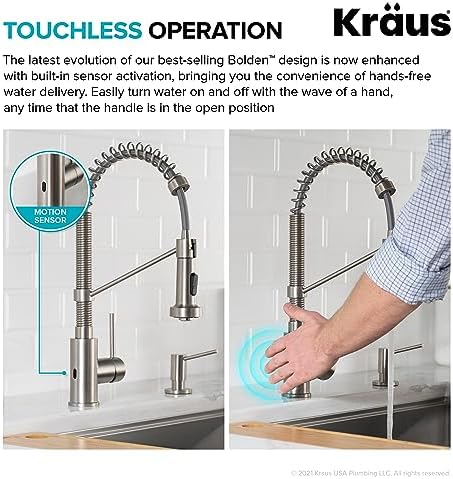 KRAUS 18 in Stainless Steel Touchless Kitchen Faucet KSF-1610SFS