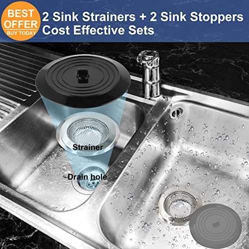V-TOP Sink Strainer Stopper 4 Pack, Universal Silicone Kitchen Sink