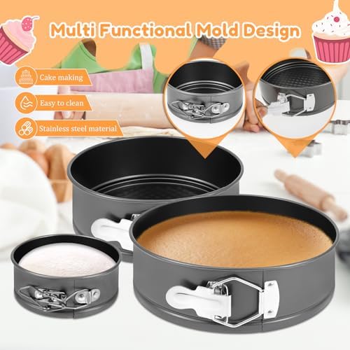 Springform Cake Pan Sets with Cake Decorating Kit, Round Non-Stick