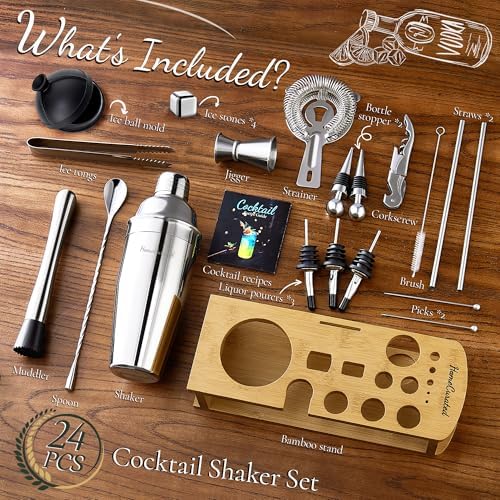 Cocktail Shaker Set,24-Piece Bartender Kit – Complete Bartending Kit