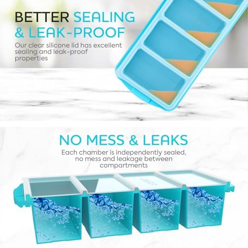 XOMOO Silicone Freezer Tray with Lid, 2-Pack