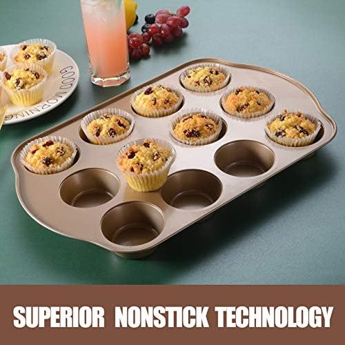 2 Pack Nonstick Muffin Pan Set, 12-Cup Heavy Duty Cupcake Baking Pan