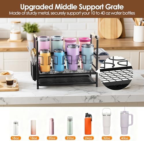 Housolution Water Bottle Tumbler Storage Organizer Drying Rack for