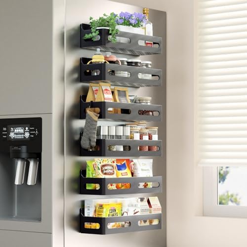Sevenblue 6-Pack Magnetic Spice Rack for Refrigerator