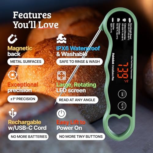 Pro Instant Read Food Thermometer, Olive Green