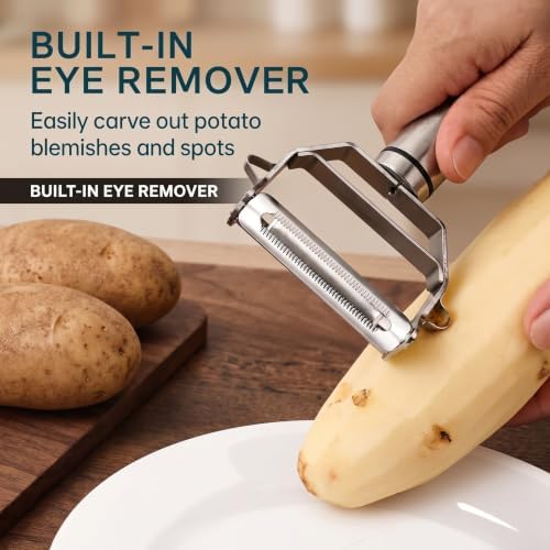 Stainless Steel Vegetable Julienne Peeler, Fruit Corer Set for Kitchen