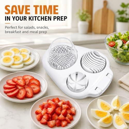 3-in-1 Egg and Strawberry Slicer, White