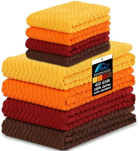 100% Cotton Kitchen Towels and Dishcloths Set, Pack of 8 Super