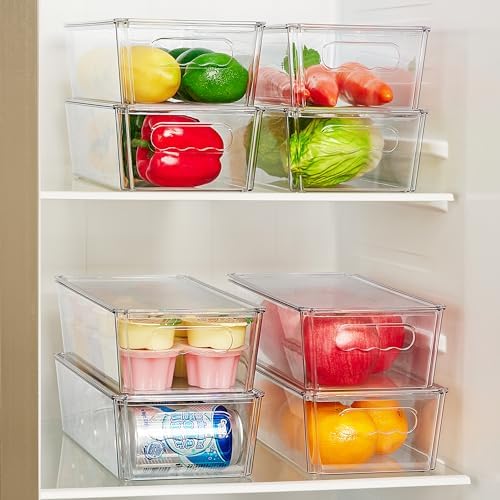 Vtopmart 8pcs Clear Stackable Storage Bins with Lids