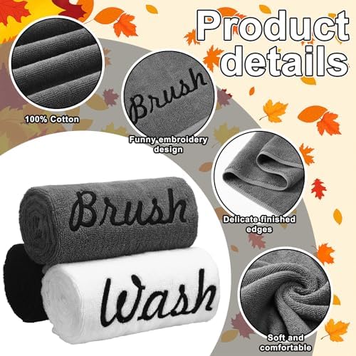 Peryiter 3 Pcs Farmhouse Decorative Hand Towels, Brush Wash Flush