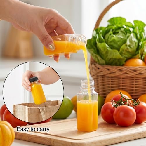 SUPERLELE 20pcs 2oz Plastic Shot Juice Bottles with Caps