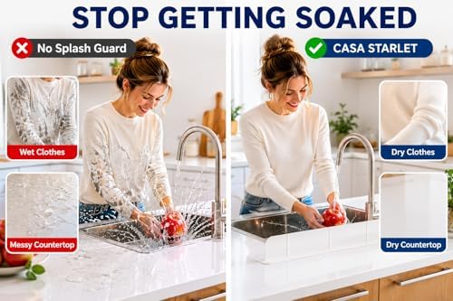 30 Inch Silicone Kitchen Sink Splash Guard, Eco White