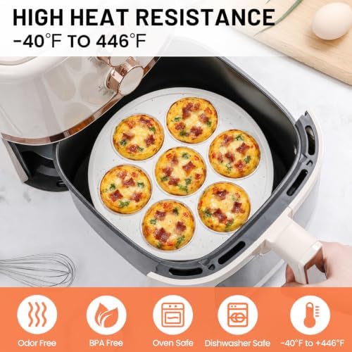 Vinino Silicone Air Fryer Muffin Pan with Reinforced Frame, Egg Bite