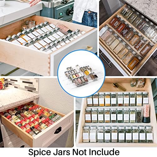 Antimbee Spice Drawer Organizer, 4 Tier- 8 Pack Kitchen Spice Rack