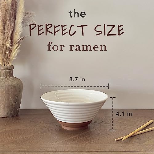 MORA Ceramic Ramen Bowl Set of 2, 45oz - Great for Pho, Miso Udon