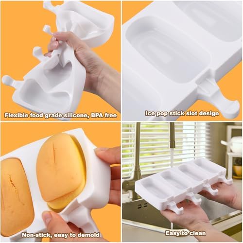 Juome Cake Pop Mold Kit, Large Cakesicle Molds Silicone with Sticks &