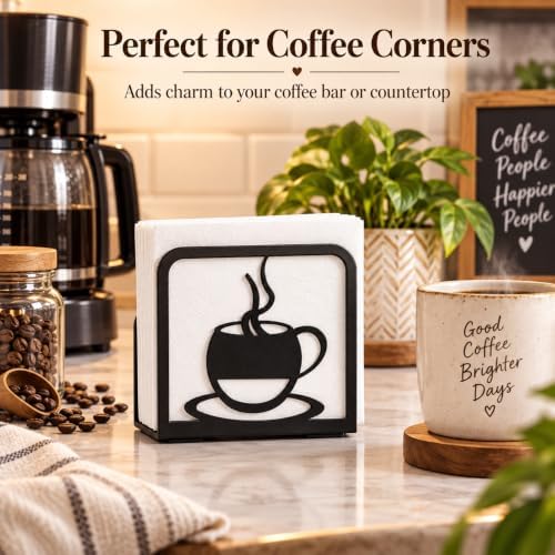 LFT Coffee Cup & Fork Napkin Holder for Table, 2 Pack Dinner &