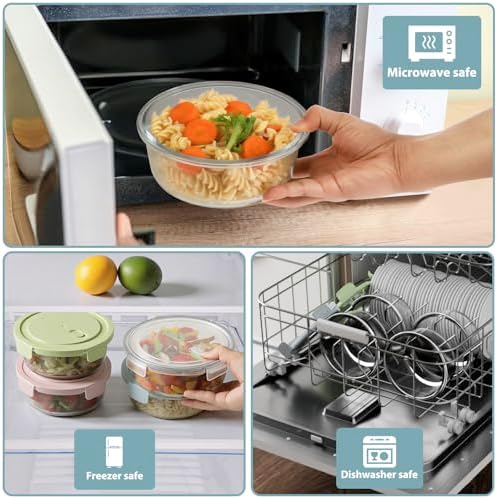 4 Cup/32oz Borosilicate Glass Meal Prep Containers with Vented Lids