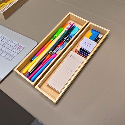 guiogc Bamboo Silverware Drawer Organizer, Set of 2