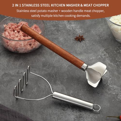 Meat Chopper Potato Masher Set of 2, Berglander Heat Resistant Meat