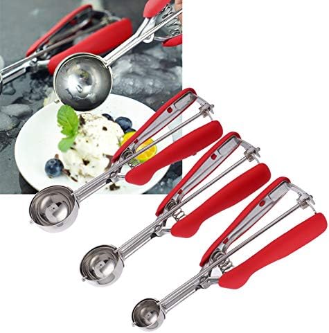 3PCS Ice Cream Scoop Cookies Scoop Set TPR wrapped handle Stainless