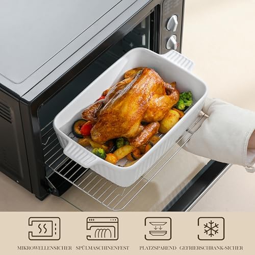 MALACASA 4.4 QT Baking Dishes with Rack,Casserole Dishes for