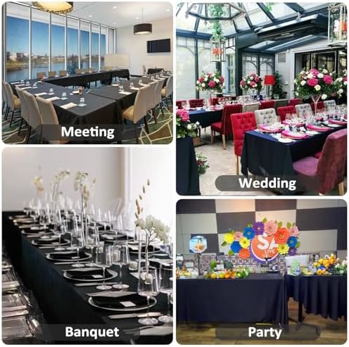 8 Pack Black Tablecloths Rectangle 60 x 102 Inch for 6 Foot Tables
