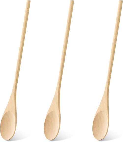 3 Pcs Wooden Spoons for Cooking, 12 Inches Long Handle Spoons for Mixing by Morgles