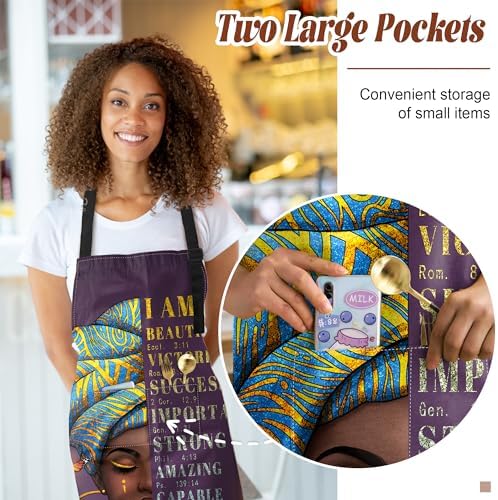 Aprons For Women With Pockets African Art Apron Black Girl Kitchen