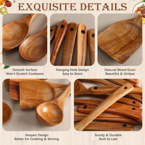10-Piece Teak Wood Kitchen Utensil Set