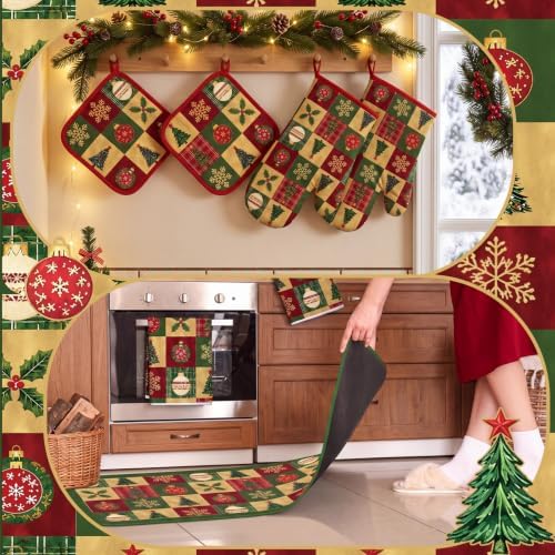 Layhit 8 Pcs Vintage Christmas Kitchen Decor and Accessory Set