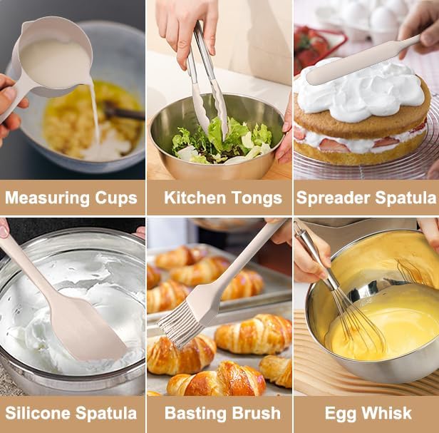 Wildone Mixing Bowls with Airtight Lids, with 3 Grater Attachments, Scale Mark - Image 4