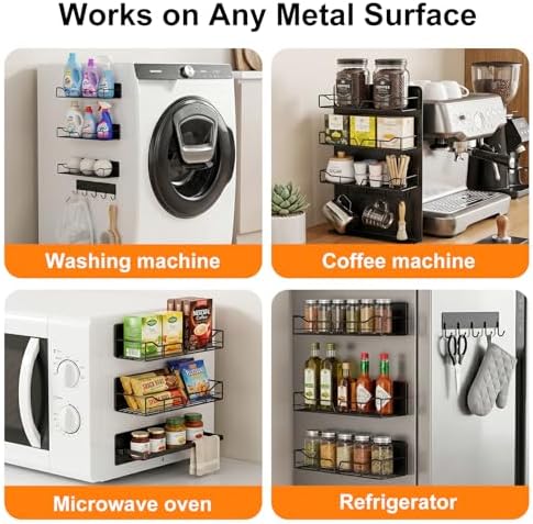 5-Pack Magnetic Shelves for Washing Machine, Black