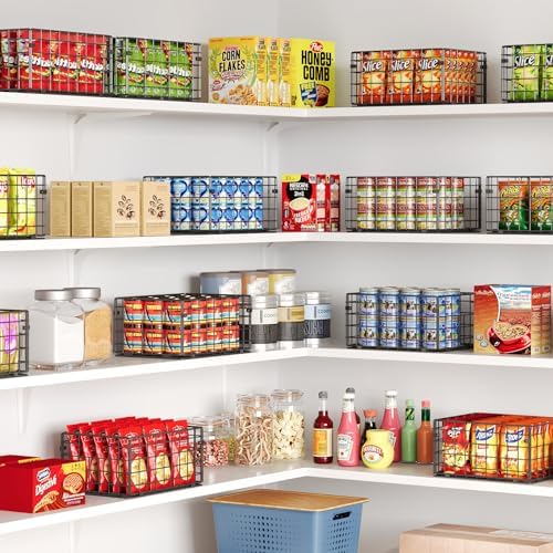 X-cosrack Metal Wire Basket Pantry Baskets Foldable Cabinet Organizers
