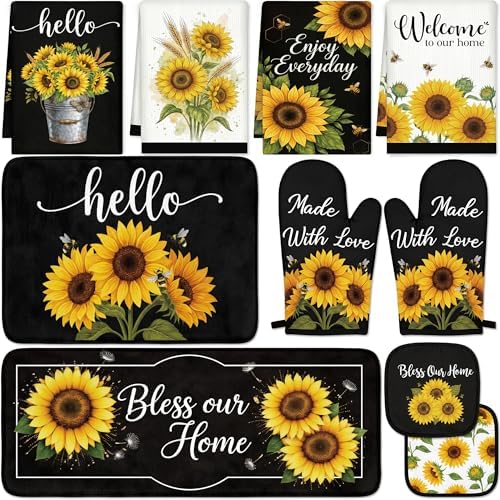 Tieshankao 10Pcs Sunflower Kitchen Decor Accessories Set