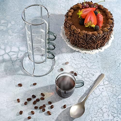 Gibson Soho Lounge Stackable Glass Espresso Cups with Rack, 4-Piece
