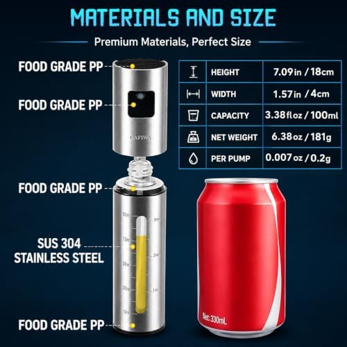 Olive Oil Sprayer, 304 Stainless Steel, 100ml