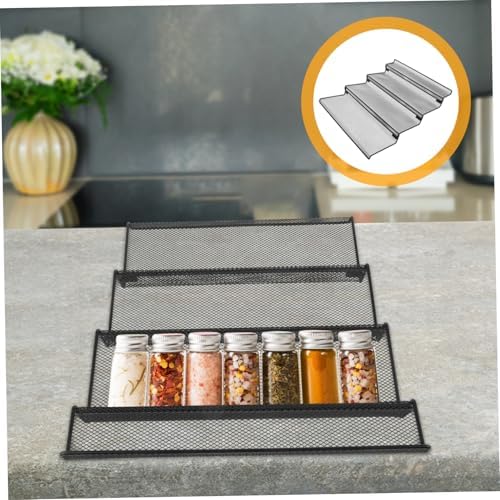 Spice Rack Drawer Organizer, Metal Tiered Mesh Insert for Kitchen