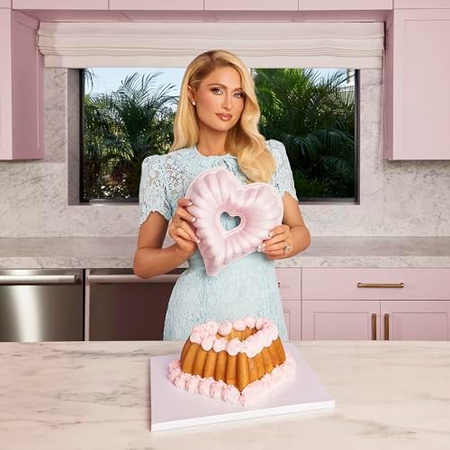 Paris Hilton Heart Shaped Fluted Cake Pan, Cast Aluminum with Clean