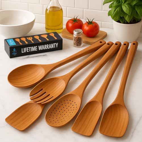 6-Piece Natural Teak Wood Cooking Utensil Set