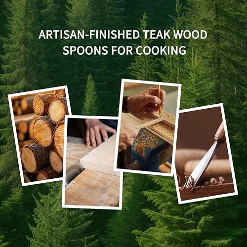 Brosisincorp 10-Piece Natural Teak Wood Spoon Set with Holder