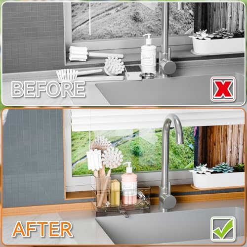 Yieach Clear Sink Caddy Organizer and Sponge Holder