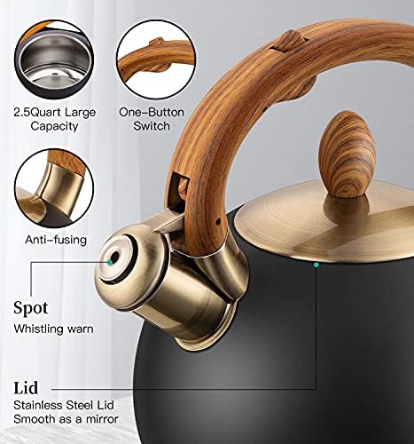 Whistling Tea Kettle 2.64 Quart Black