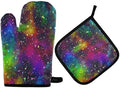 QMXO Abstract Colorful Universe Galaxy Oven Mitts Quilted Cotton