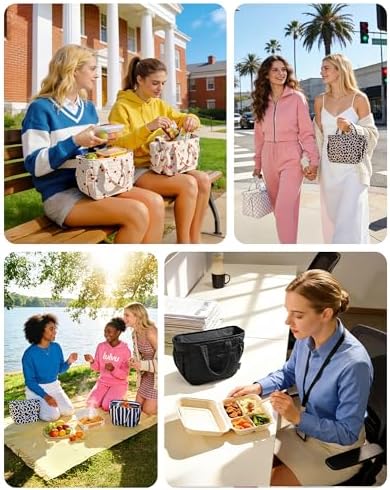 BAGSMART Lunch Bag Women Small Cute Quilted Insulated Leakproof