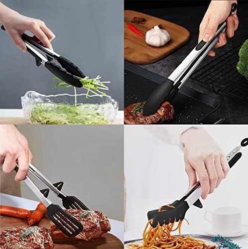 4 Pack Silicone Kitchen Tongs, 9" and 12"